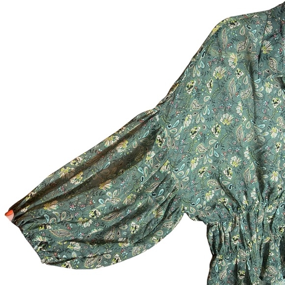 Line + Dot Green Semi-Sheer Floral Balloon Sleeve Blouse, NWT, Small - Picture 5 of 11